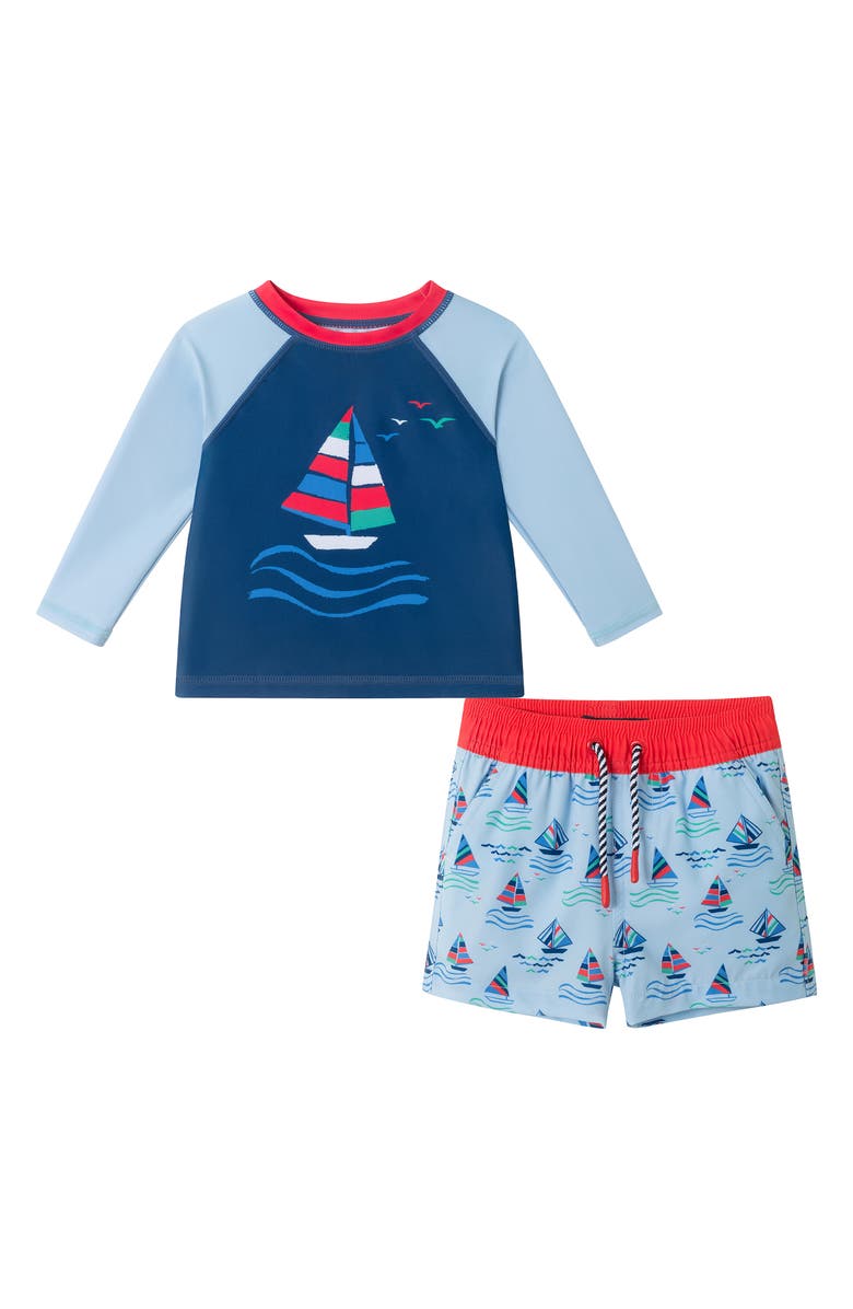 Andy & Evan Long Sleeve Rashguard & Shorts Set, Main, color, Navy
