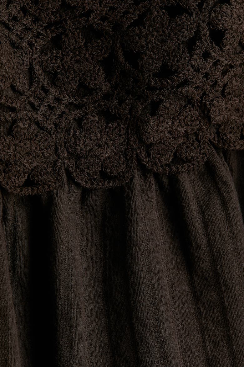 Ruffle-trimmed Cotton Top, Alternate, color, Dark brown