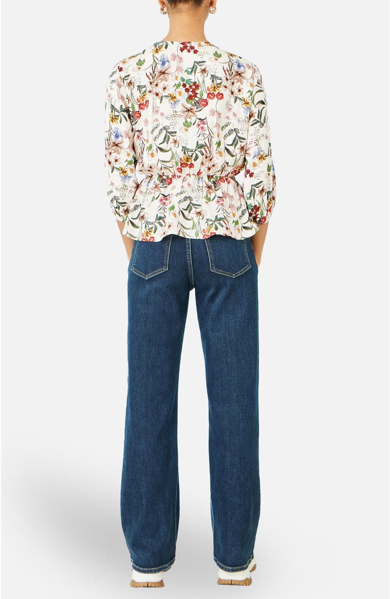 Yumi Viscose Botanical Print Wrap Top, Alternate, color, Ivory