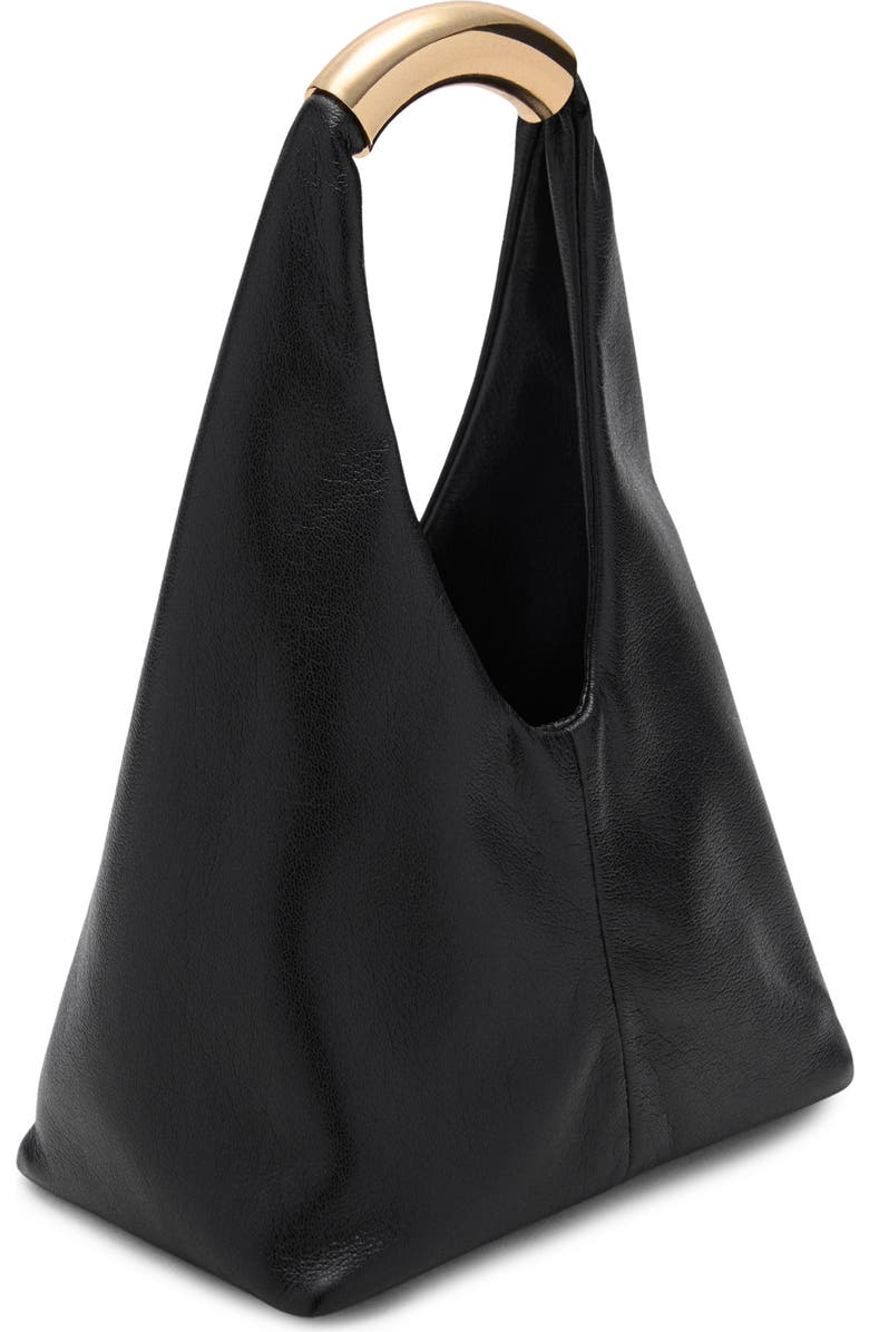 MANGO Faux Leather Top Handle Bag, Main, color, Black