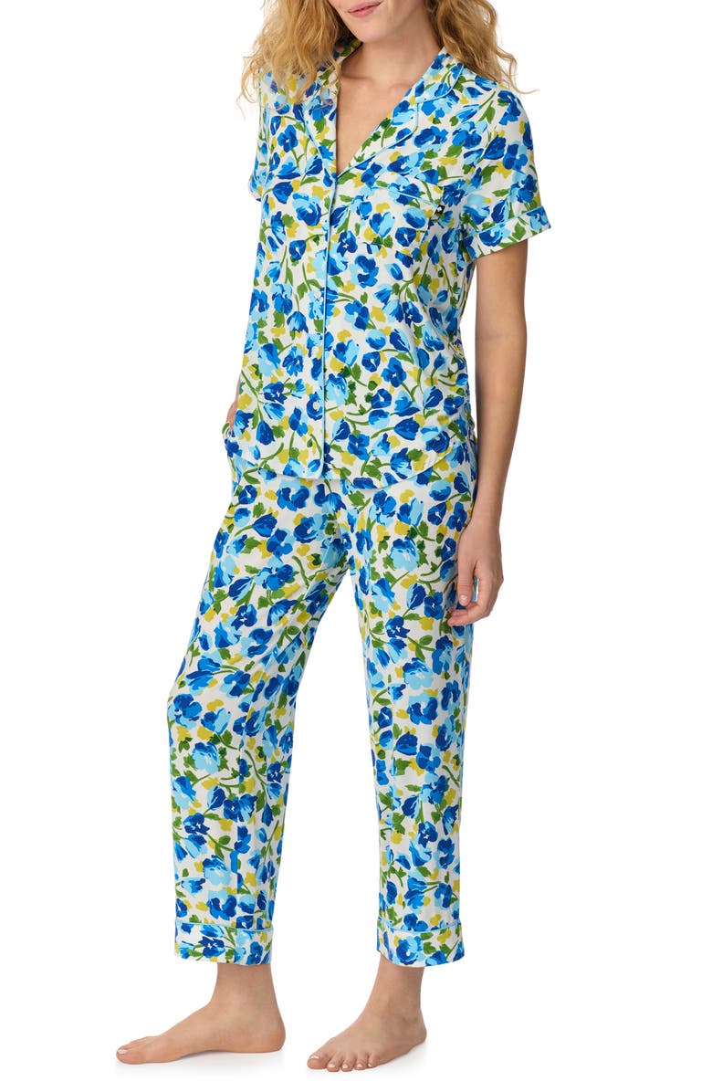 Kate Spade New York print crop pajamas, Alternate, color, White Blue