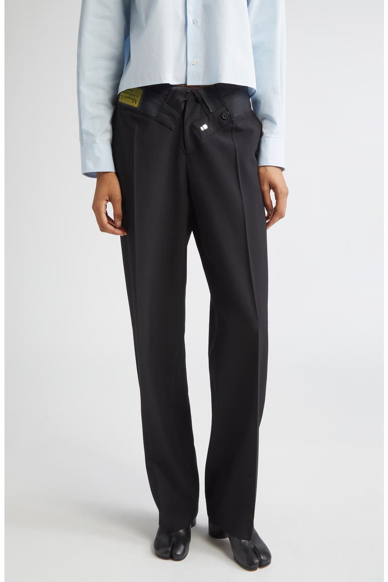 Released Waistband Stretch Gabardine Straight Leg Pants, Main, color, BLACK