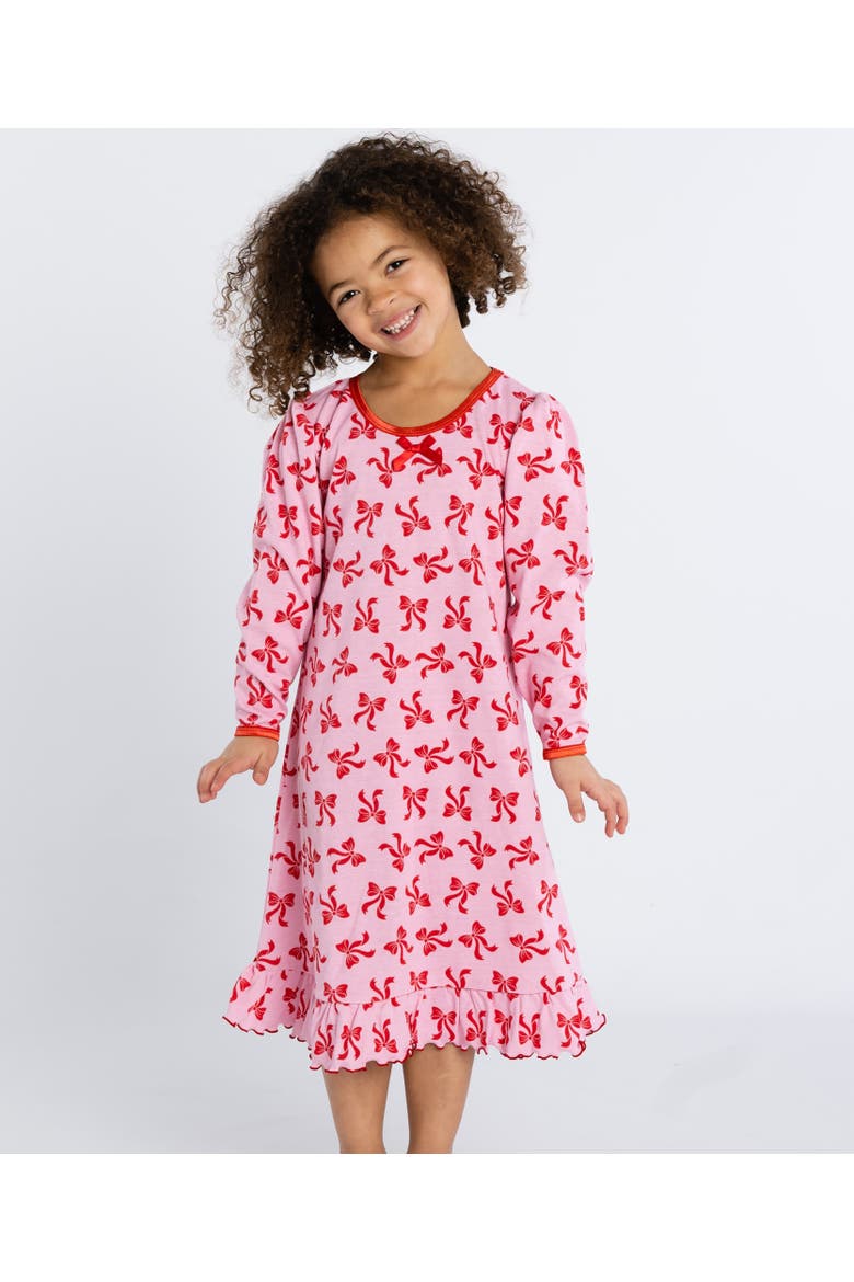 Long Sleeve Classic Nightgown, Alternate, color, Red Bows