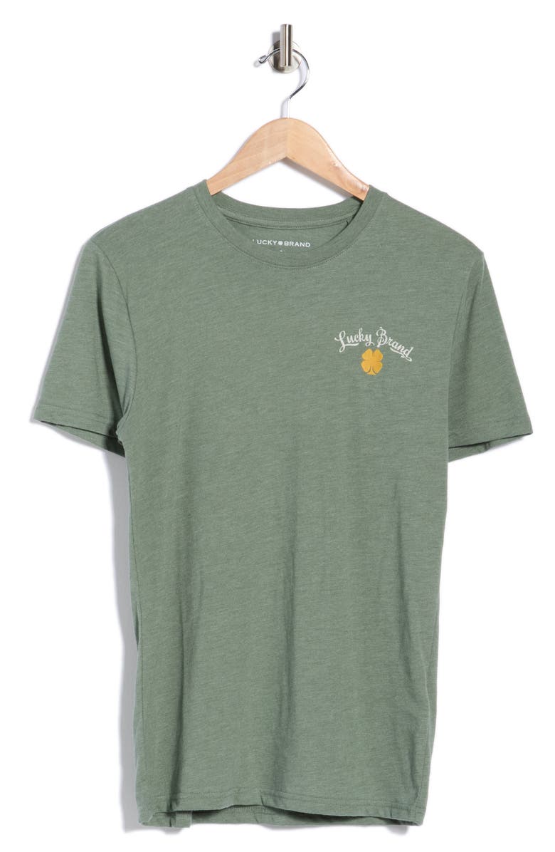 Lucky Brand Think Lucky Embroidered T-Shirt, Alternate, color, Laurel Wreath