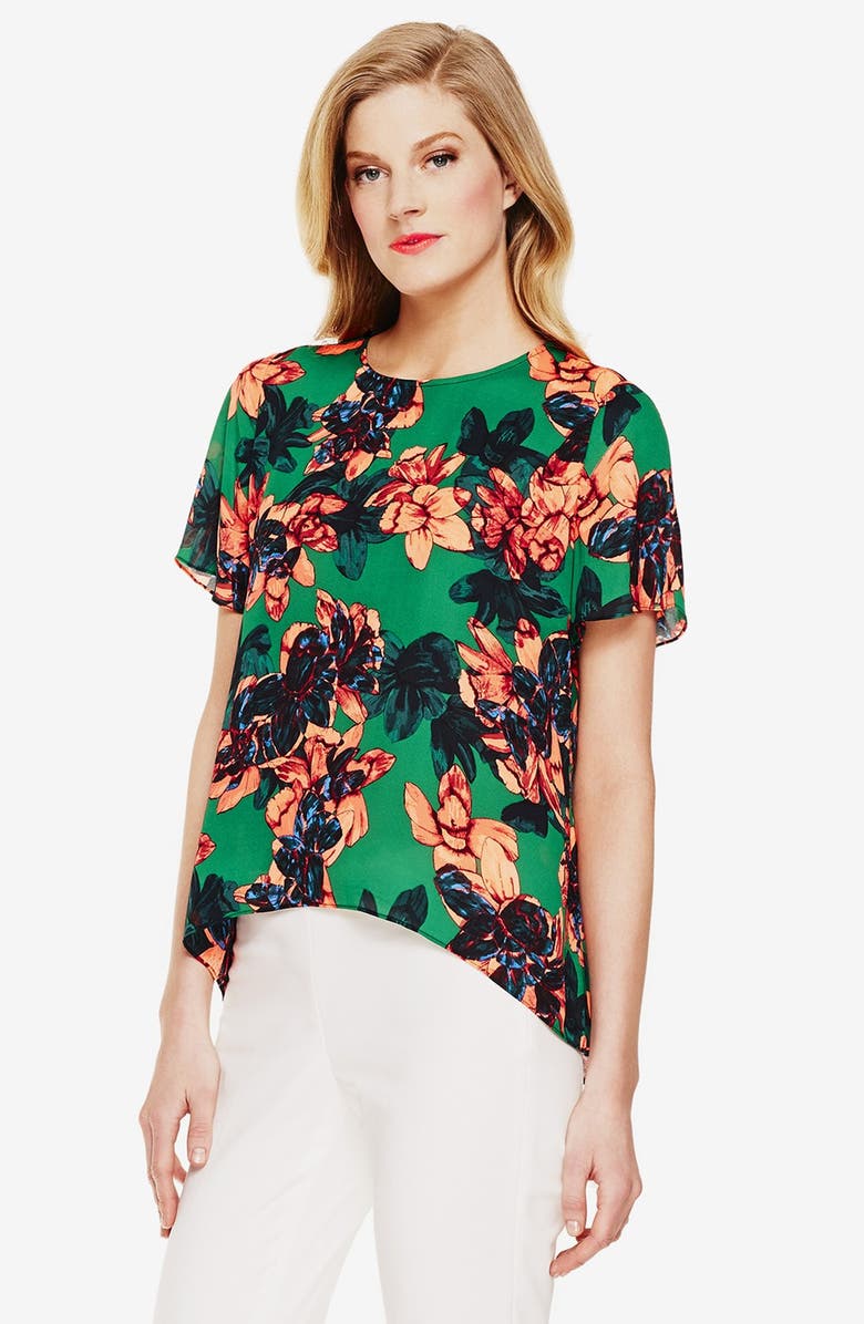Vince Camuto 'Batik Floral' High/Low Blouse, Main, color, 