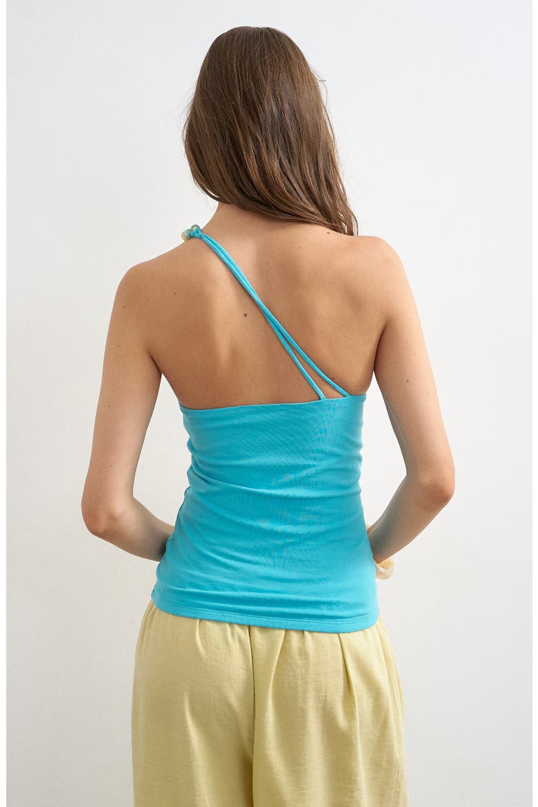 One-Shoulder Stretch Cotton Tank, Alternate, color, LBLUE