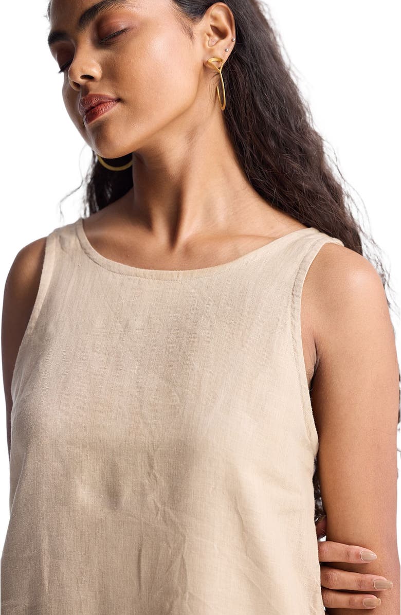 Reistor Hemp Short Dress with Back Lace, Alternate, color, Beige