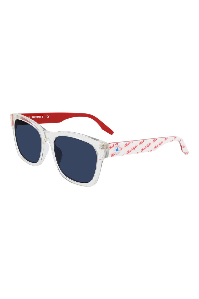 All Star® 56mm Rectangle Sunglasses, Alternate, color, CRYSTAL EGRET/ BLUE