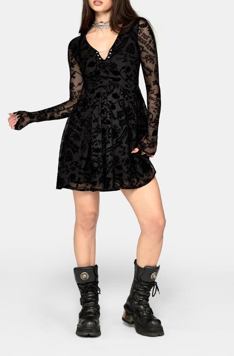 Sanct Flocked Long Sleeve Mini Dress