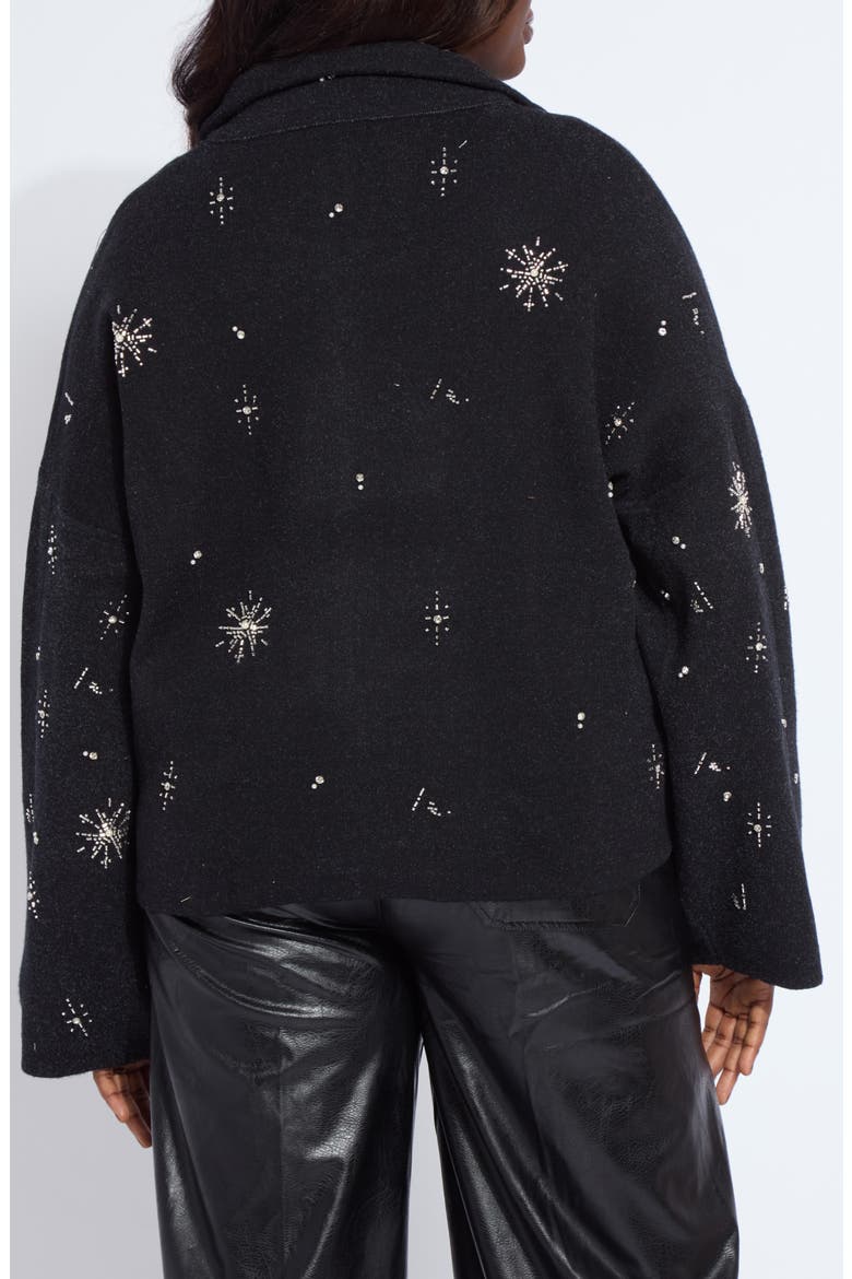 Scottie Crystal & Faux Pearl Embellished Knit Jacket, Alternate, color, CHARCOAL/ LIGHT PEWTER