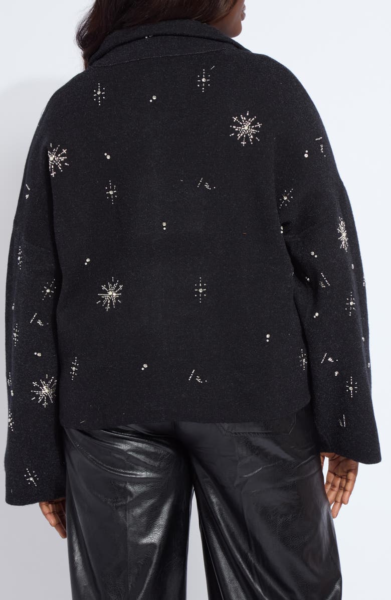 Lysse Scottie Crystal & Faux Pearl Embellished Knit Jacket, Alternate, color, Charcoal/ Light Pewter