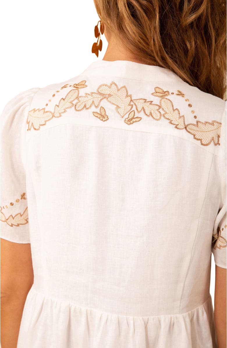 Hale Bob Teagan Embroidered Linen Dress, Alternate, color, 