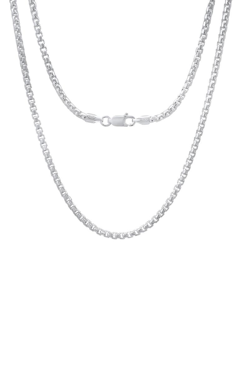 HMY JEWELRY Italian Round Box Chain Necklace, Alternate, color, Silver