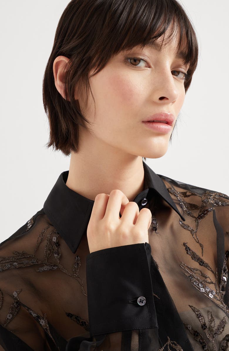 Brunello Cucinelli Flora Embroidery shirt, Alternate, color, 