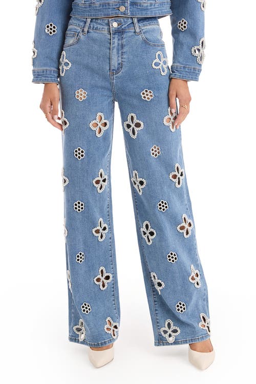 The Noli Shop Kaia Pearl High Rise Jean in Medium Blue at Nordstrom, Size 26 X 29