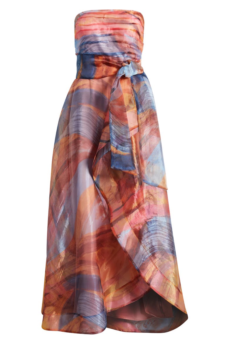 Ruched Bodice Strapless Gown, Alternate, color, SUNSET