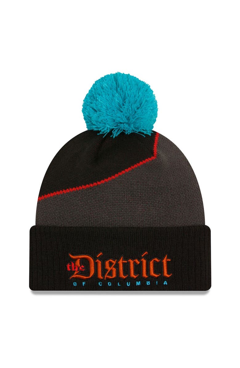 New Era Men's New Era  Black Washington Wizards 2023/24 City Edition Cuffed Pom Knit Hat, Main, color, 