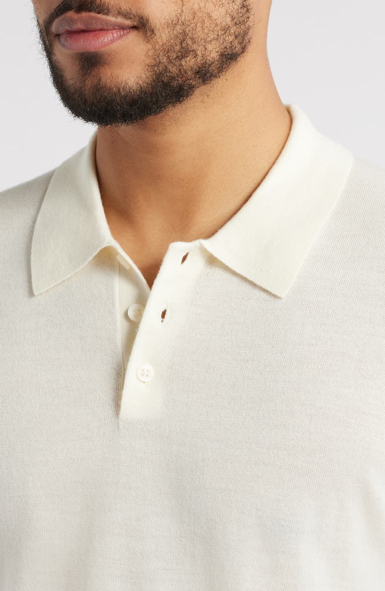 Nordstrom Merino Wool & Silk Polo Sweater, Alternate, color, Ivory Pristine