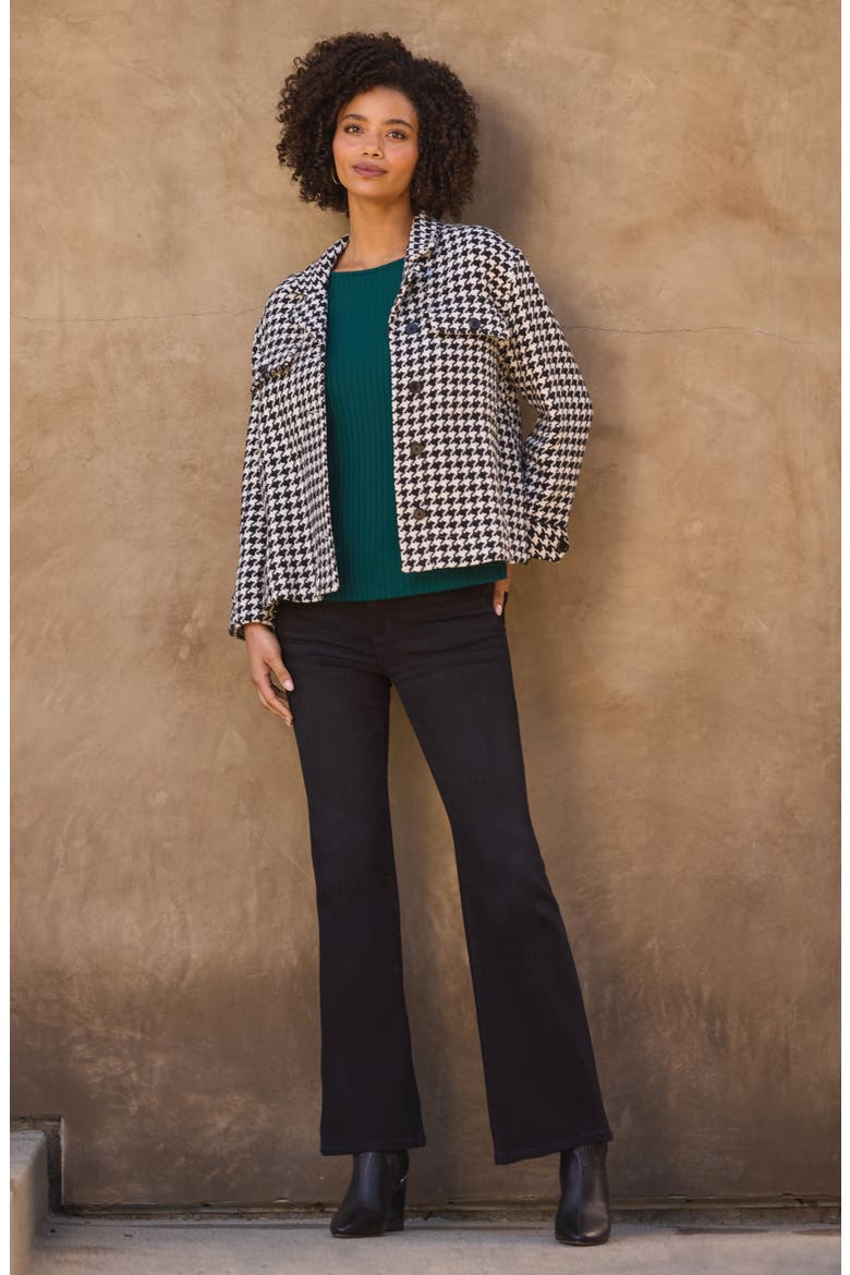 Houndstooth Check Crop Shacket, Alternate, color, BLACK WHITE HOUNDSTOOTH