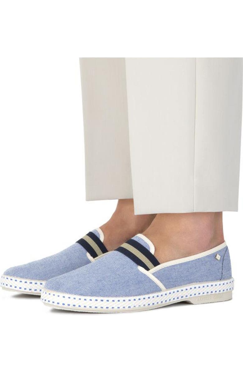 Rivieras Canvas Oxford Loafer with Striped Elastic Band, Alternate, color, Navy
