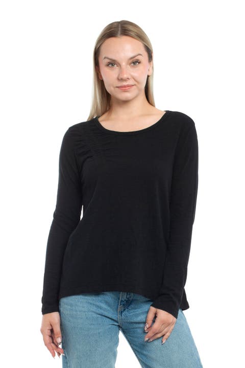 Wide Neck Long Sleeve Tee