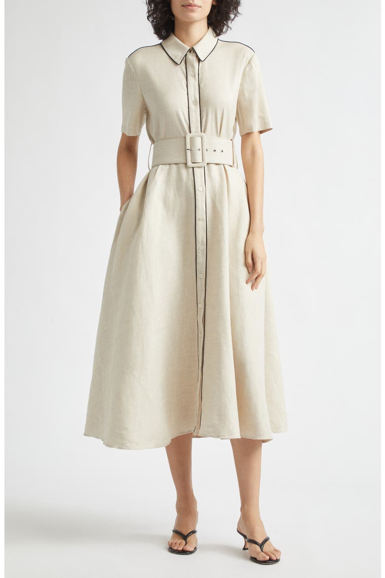 Jean Linen Blend Shirtdress, Main, color, DESERT/ JET