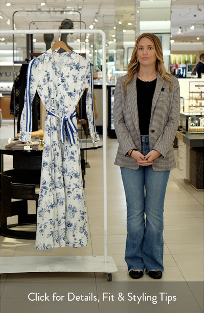 Floral Print Long Sleeve Belted Shirtdress, sales video thumbnail