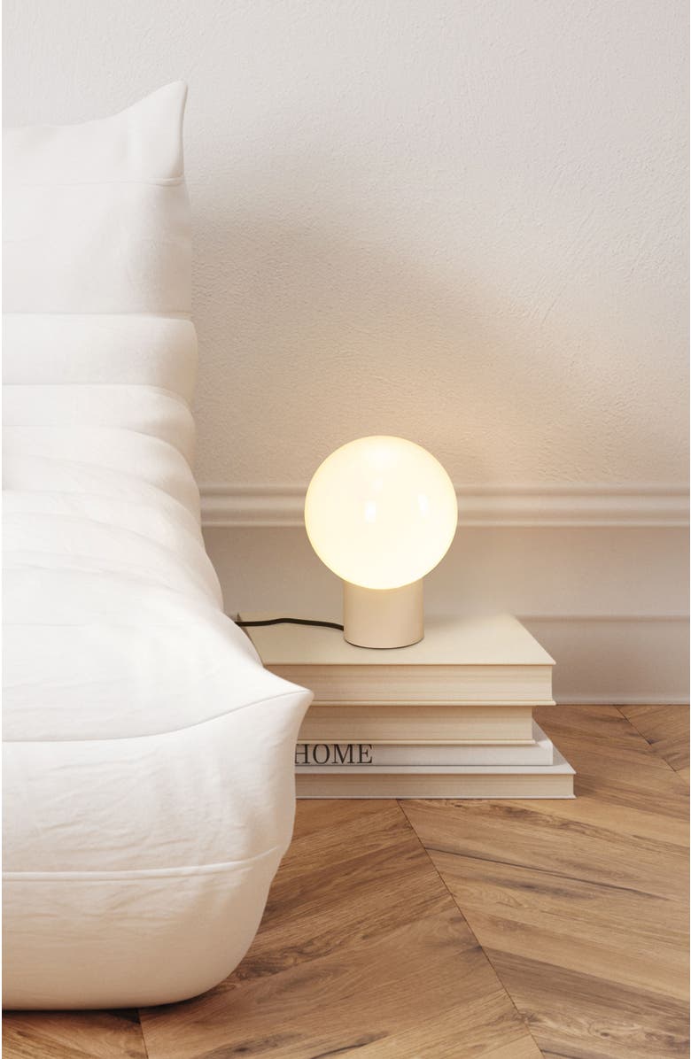 Brightech Vino 8" Curved LED Table Lamp with Globe Forsted Glass Shade and Phone Charging USB-C Port, Alternate, color, Cream