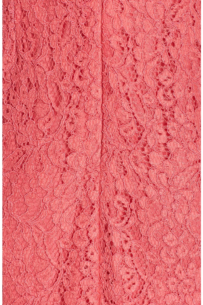 Floral Lace Blouson Column Gown, Alternate, color, FLAMINGO