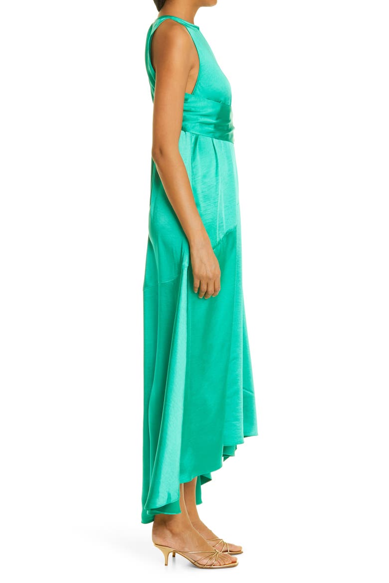 Mmilly Tie Waist Satin Halter Dress, Alternate, color, MID GREEN
