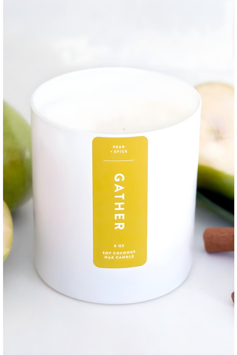 Gather Pear Spice Blend Coconut Soy Candle, Alternate, color, White Glass Tumbler
