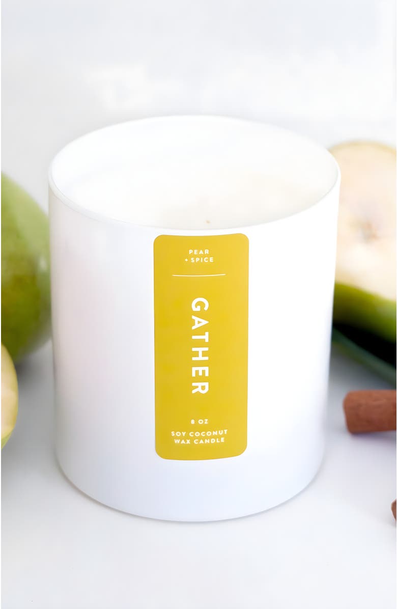 Joy Paper Co. Gather Pear Spice Blend Coconut Soy Candle, Alternate, color, White Glass Tumbler