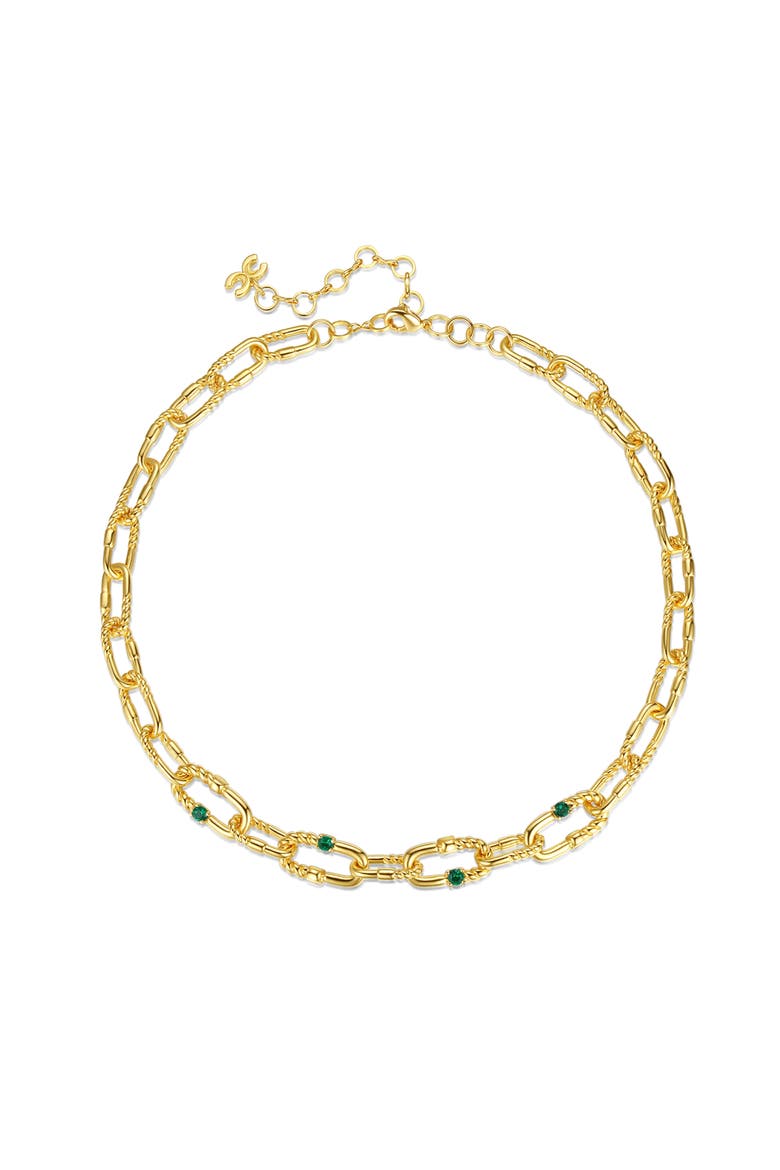 Double Colored Zirconia Necklace, Main, color, Gold