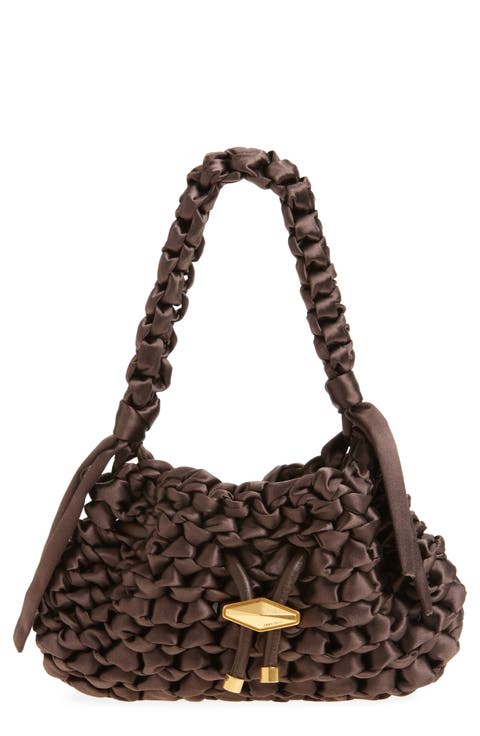 Small Cinch Satin Bucket Bag