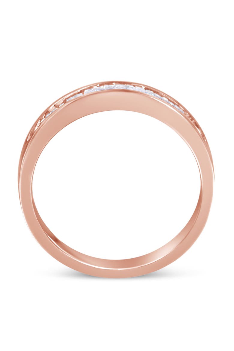 10K Rose Gold over Silver 1/5 Cttw Diamond Channel Set Stackable Band Ring, Alternate, color, Rose Gold over Silver