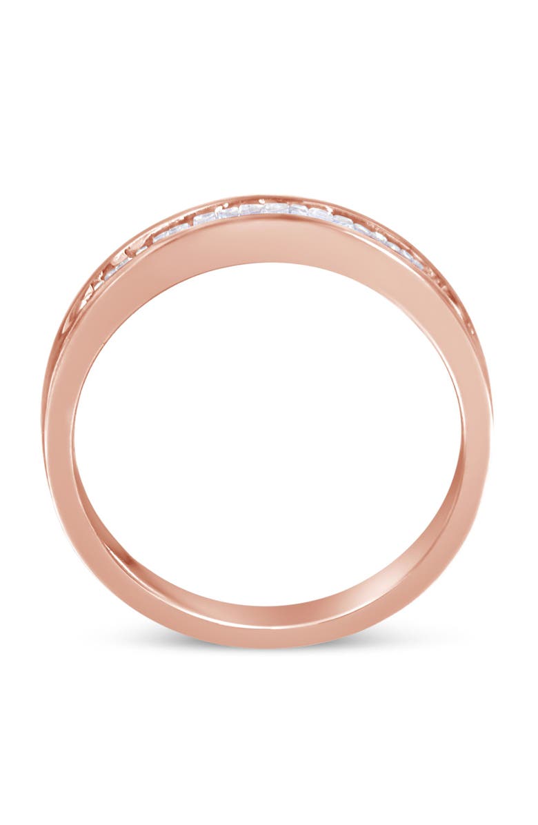 Haus of Brilliance 10K Rose Gold over Silver 1/5 Cttw Diamond Channel Set Stackable Band Ring, Alternate, color, Rose Gold Over Silver
