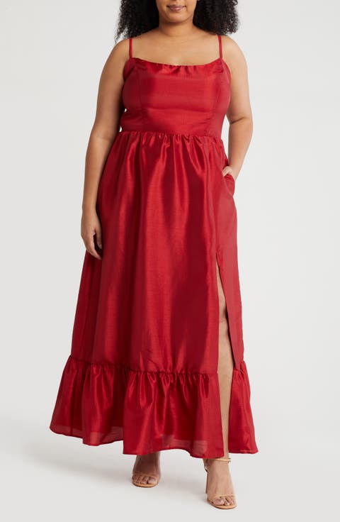 Flounce Hem Organza Gown (Plus)