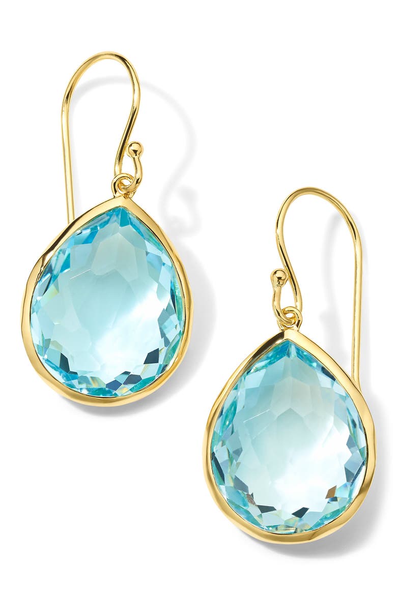 Medium Rock Candy Teardrop Earrings, Main, color, BLUE/ GOLD