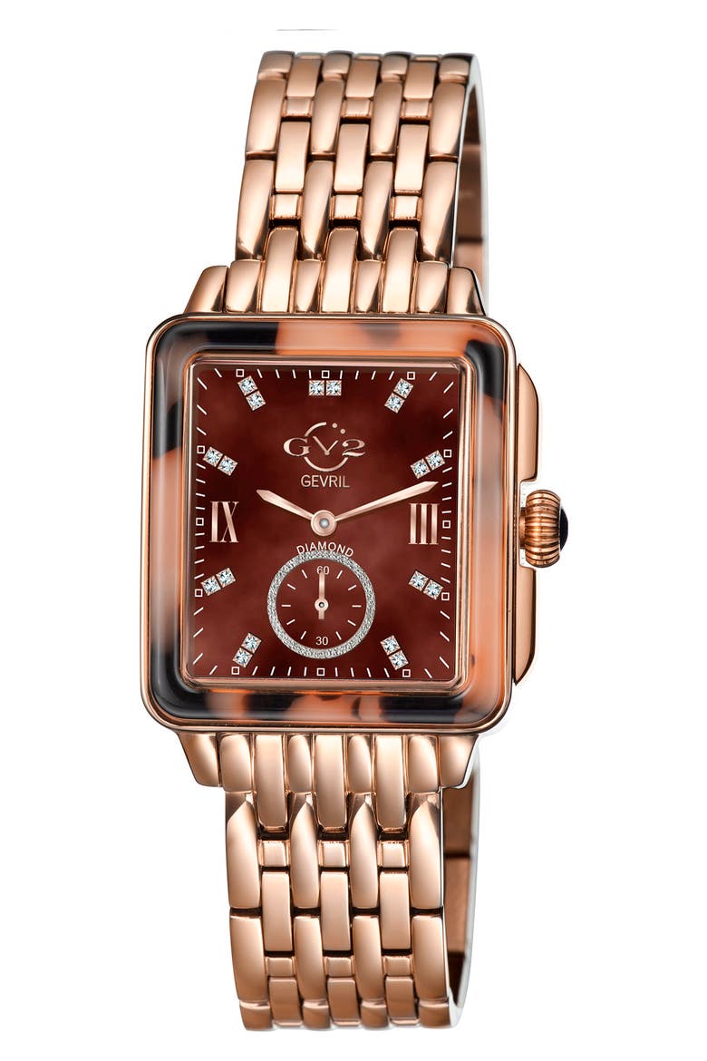 Women's Bari Tortoise Swiss Quartz Diamond Watch, 37mm, Main, color, ROSE GOLD