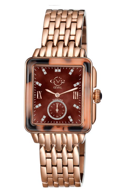 Women's Bari Tortoise Swiss Quartz Diamond Watch, 37mm