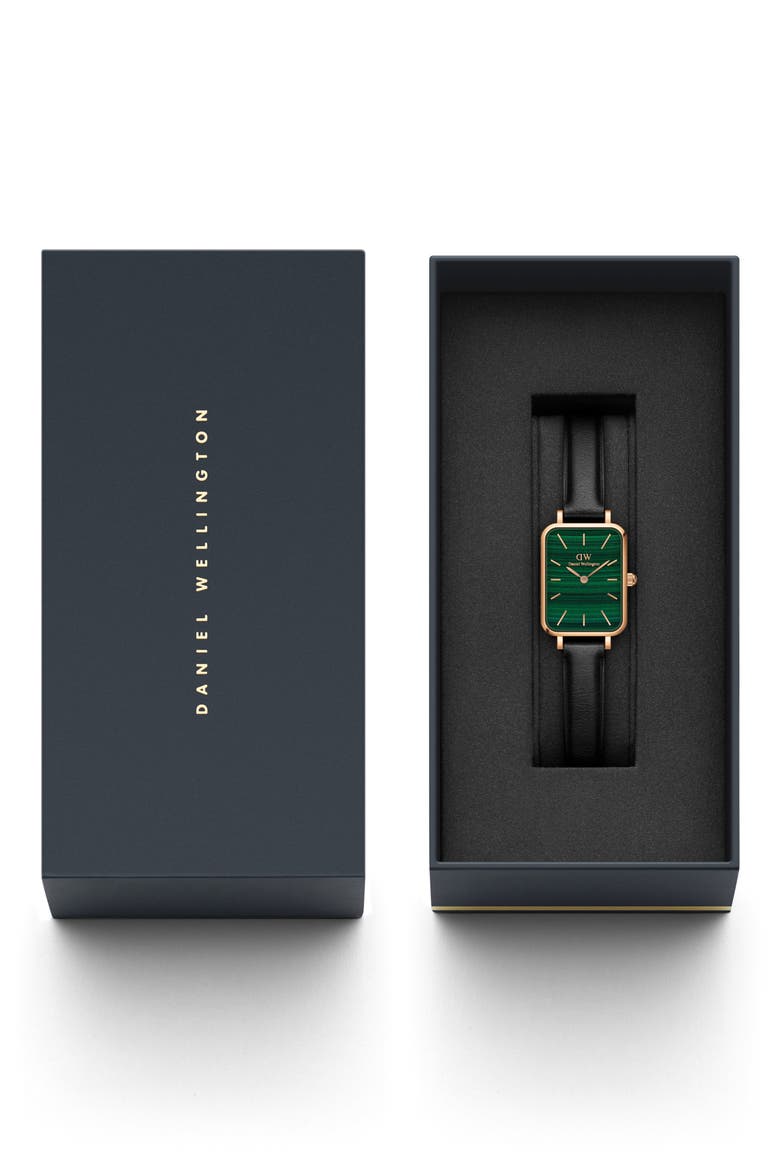 Quadro Melrose Leather Strap Watch, 20mm x 26mm, Alternate, color, ROSE GOLD/ GREEN