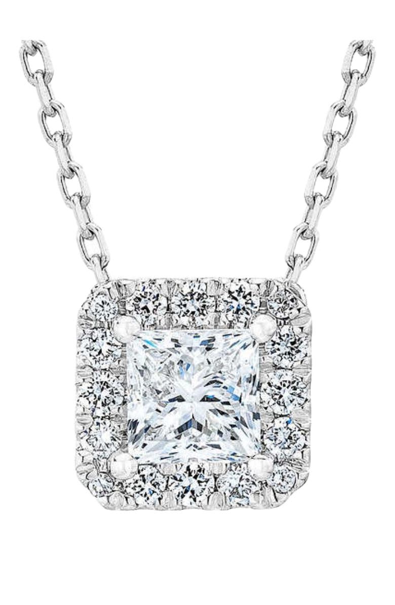 Bliss Diamond 1Ct TW Princess Cut Halo Diamond Pendant Women's Necklace 18" Lab Grown, Main, color, 