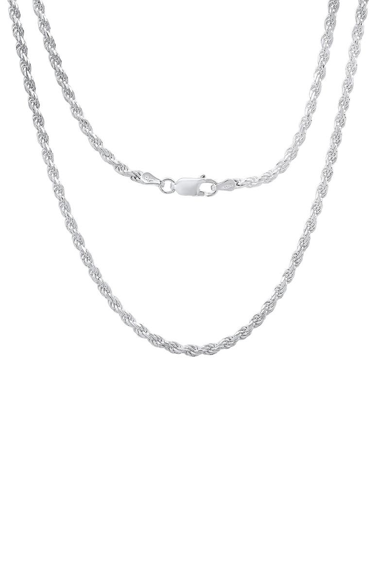 HMY JEWELRY Italian Rope Chain Necklace, Alternate, color, Silver