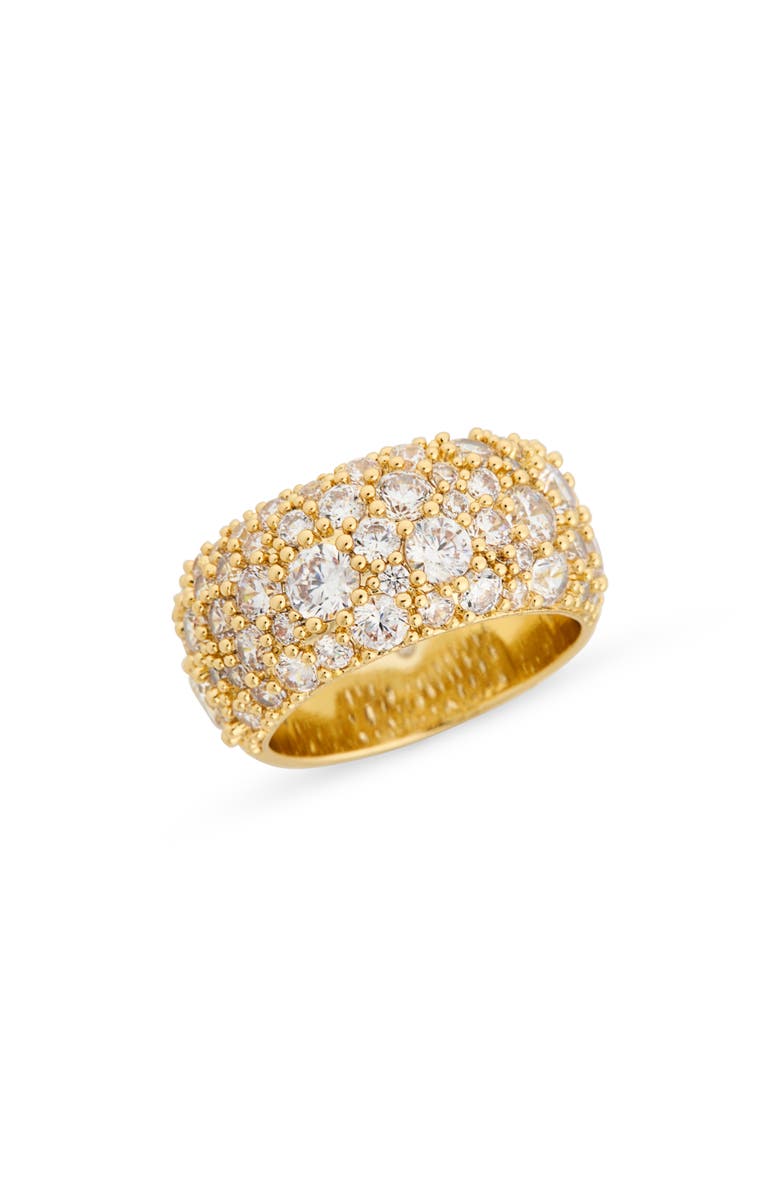Covet Crystal Pavè Cigar Band Ring, Main, color, Clear / Gold