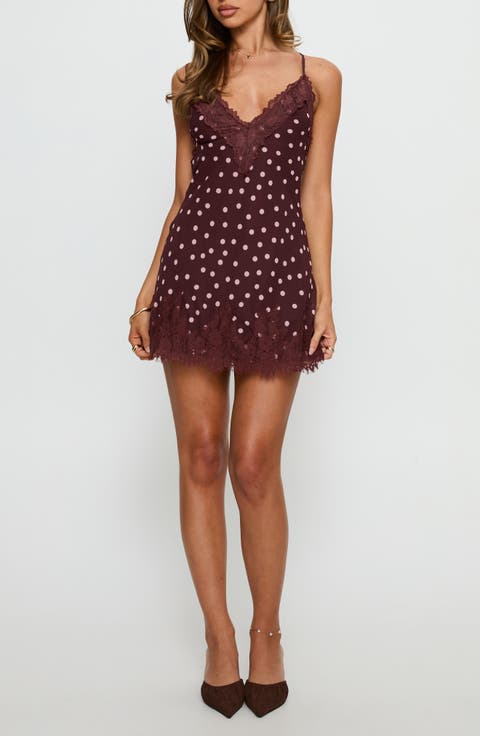 Call My Lover Polka Dot Mini Slipdress