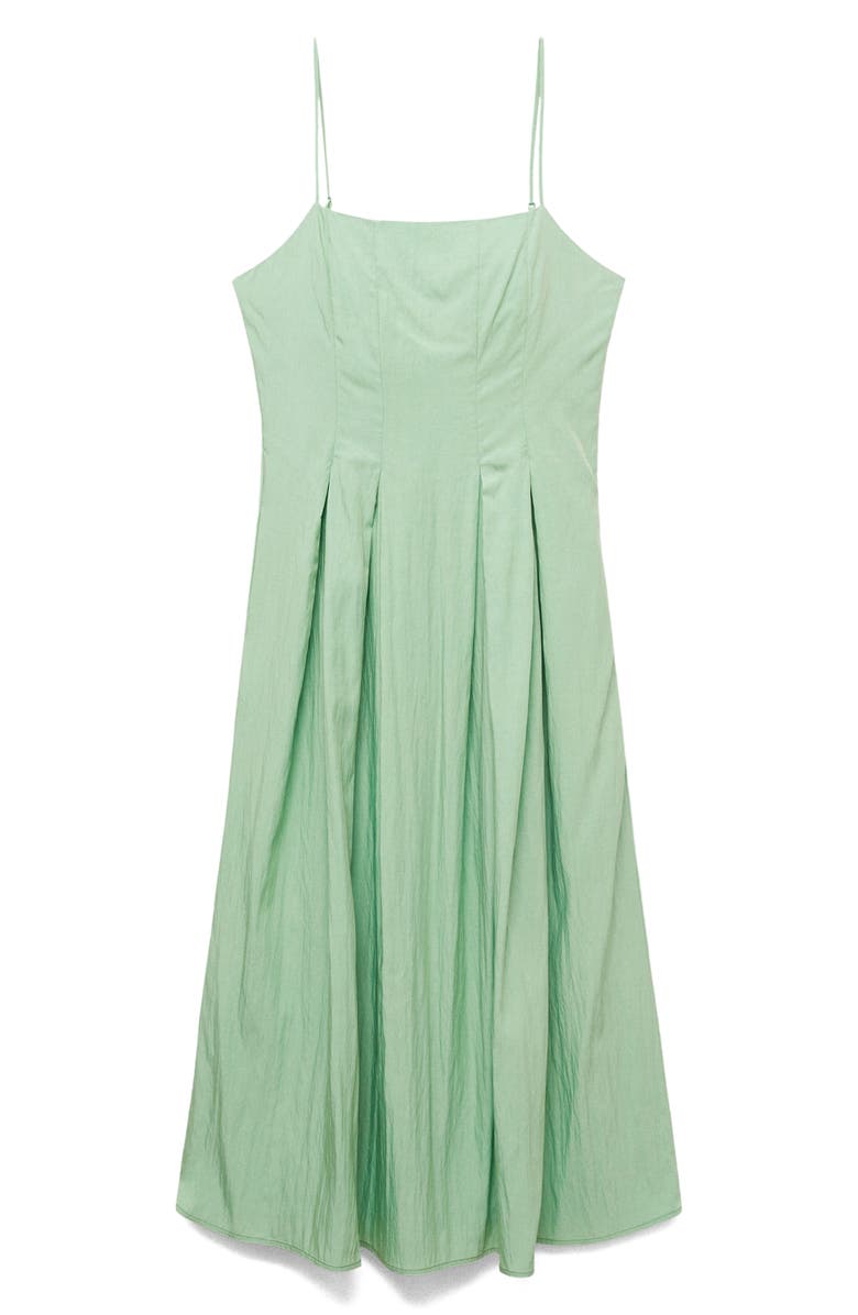 MANGO Pleated Midi Dress, Alternate, color, Mint Green