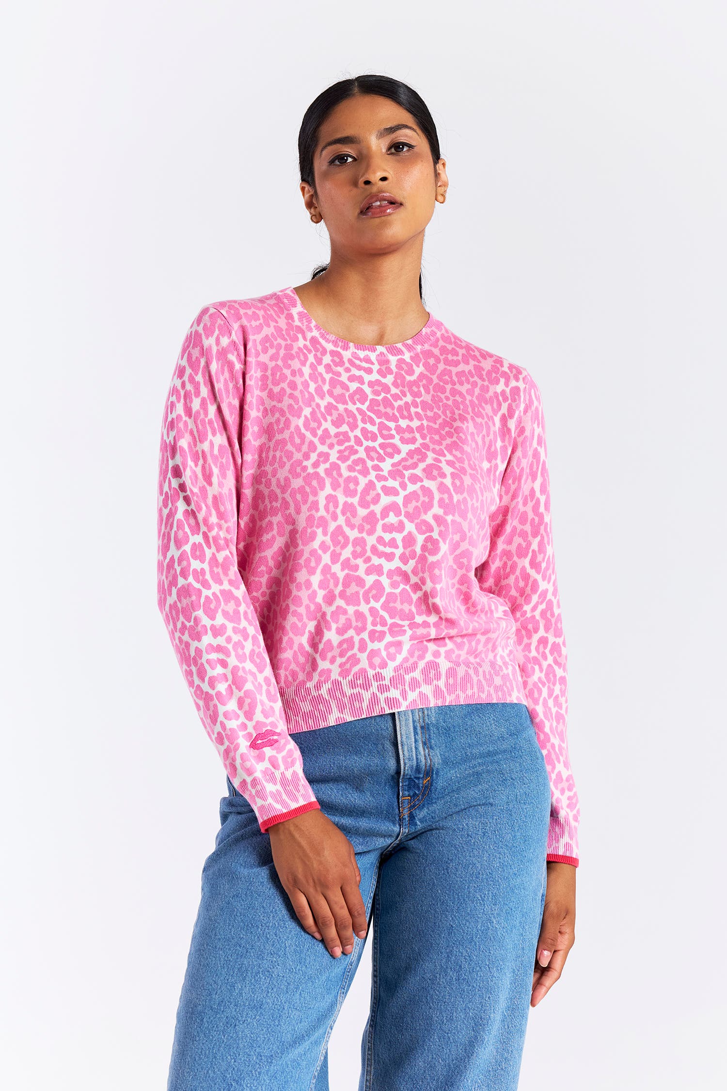 Lyra Leopard Knit Crewneck Sweater