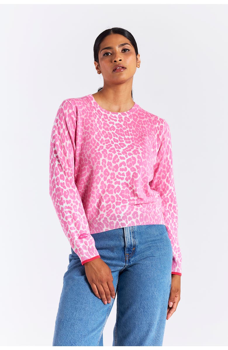 WISPR Lyra Leopard Knit Crewneck Sweater, Main, color, Pink Leopard Print