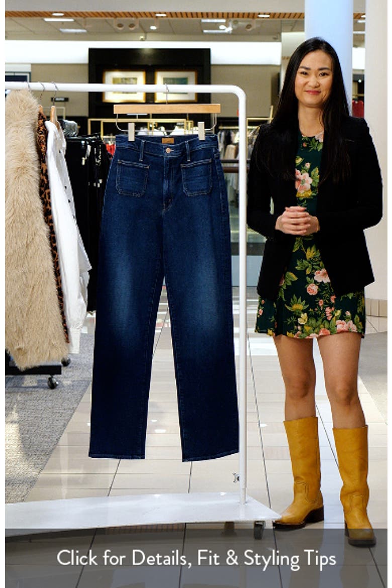 MOTHER The Rambler Zip Sneak Patch Pocket Straight Leg Jeans 