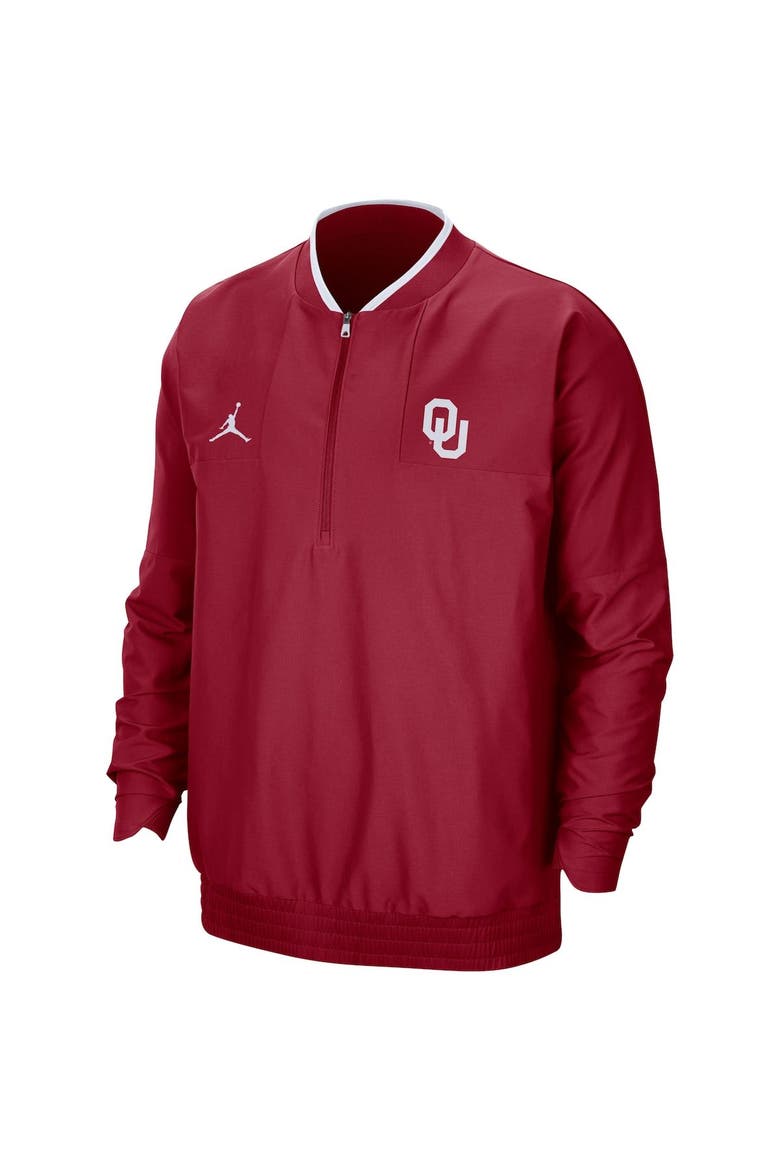 Men's Jordan Brand Crimson Oklahoma Sooners 2021 Coach Half-Zip Jacket, Alternate, color, Crimson